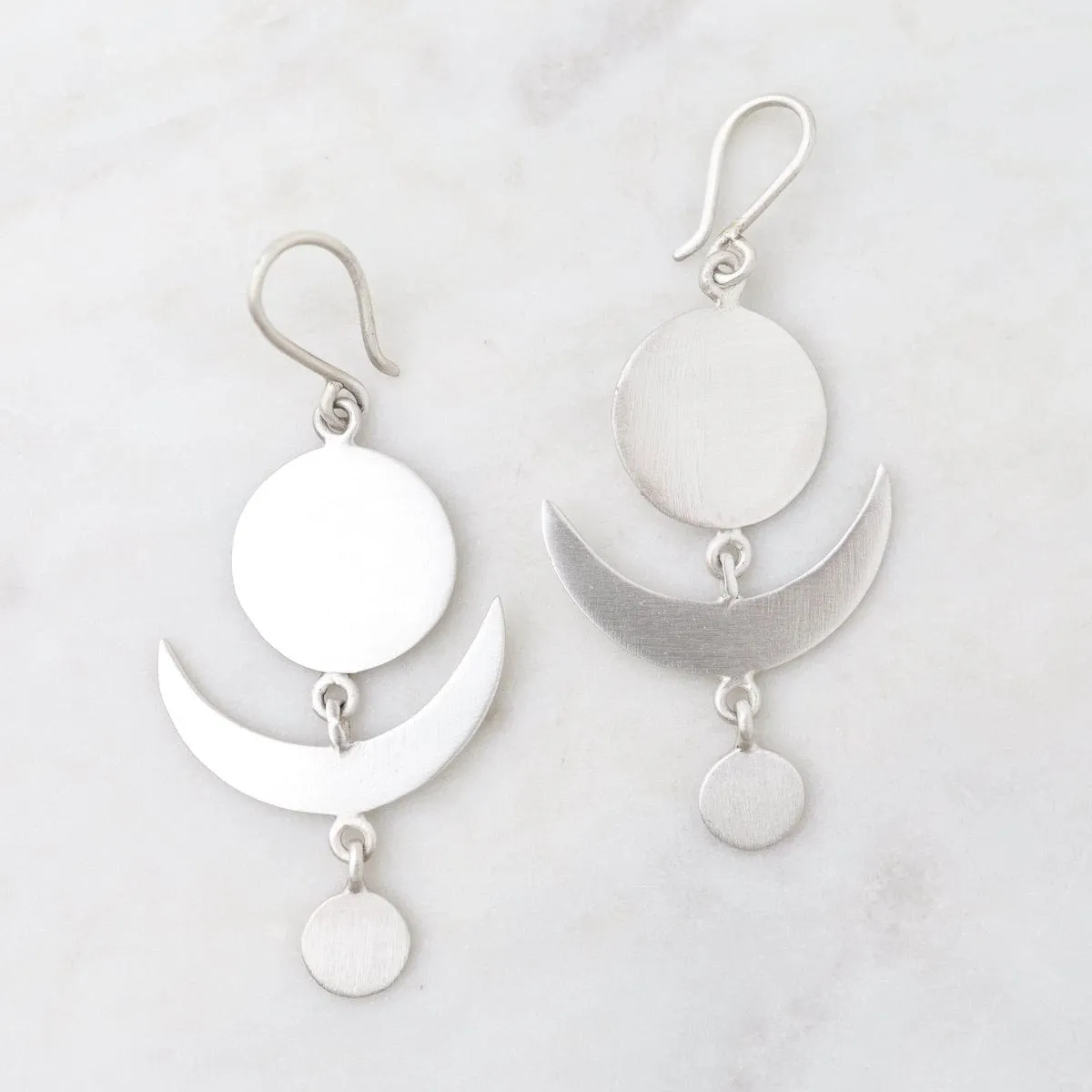 Full & Crescent Moon Drop Earrings