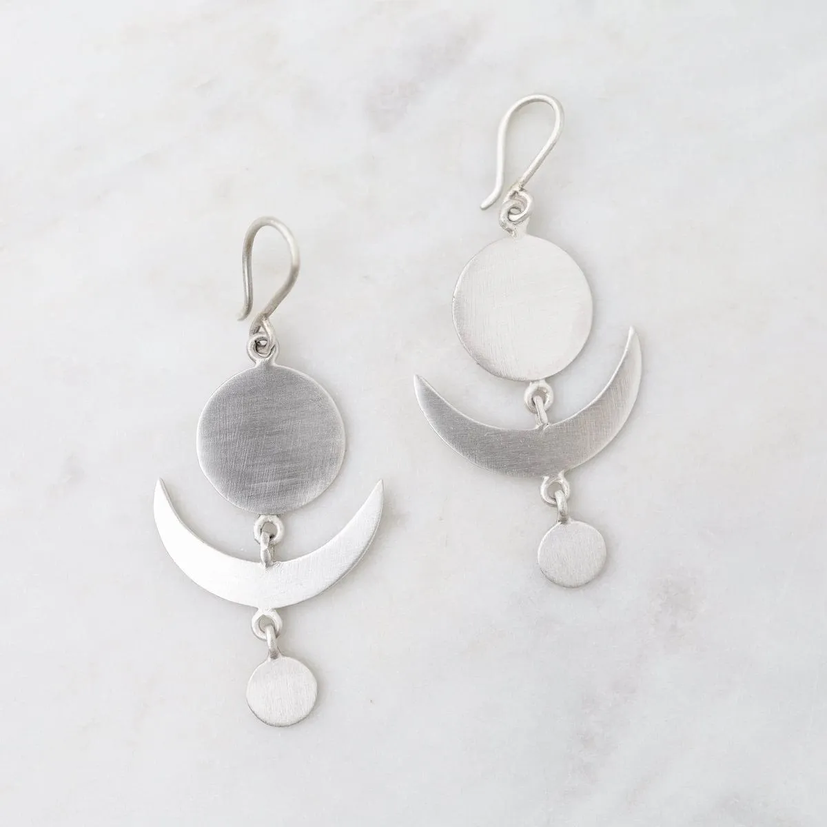 Full & Crescent Moon Drop Earrings