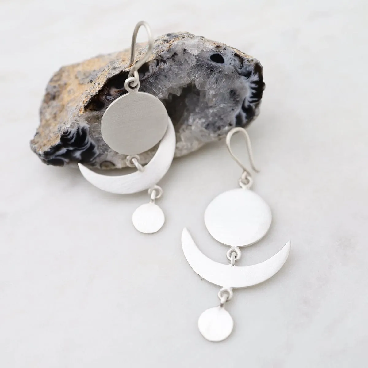 Full & Crescent Moon Drop Earrings