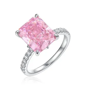 Get Noticed with the Pink Rectangle Ring -  Silver Plated and Stunning