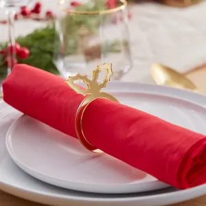 Gold Acrylic Holly Napkin Rings