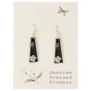 Gold Black Bar Dried Flower Earrings