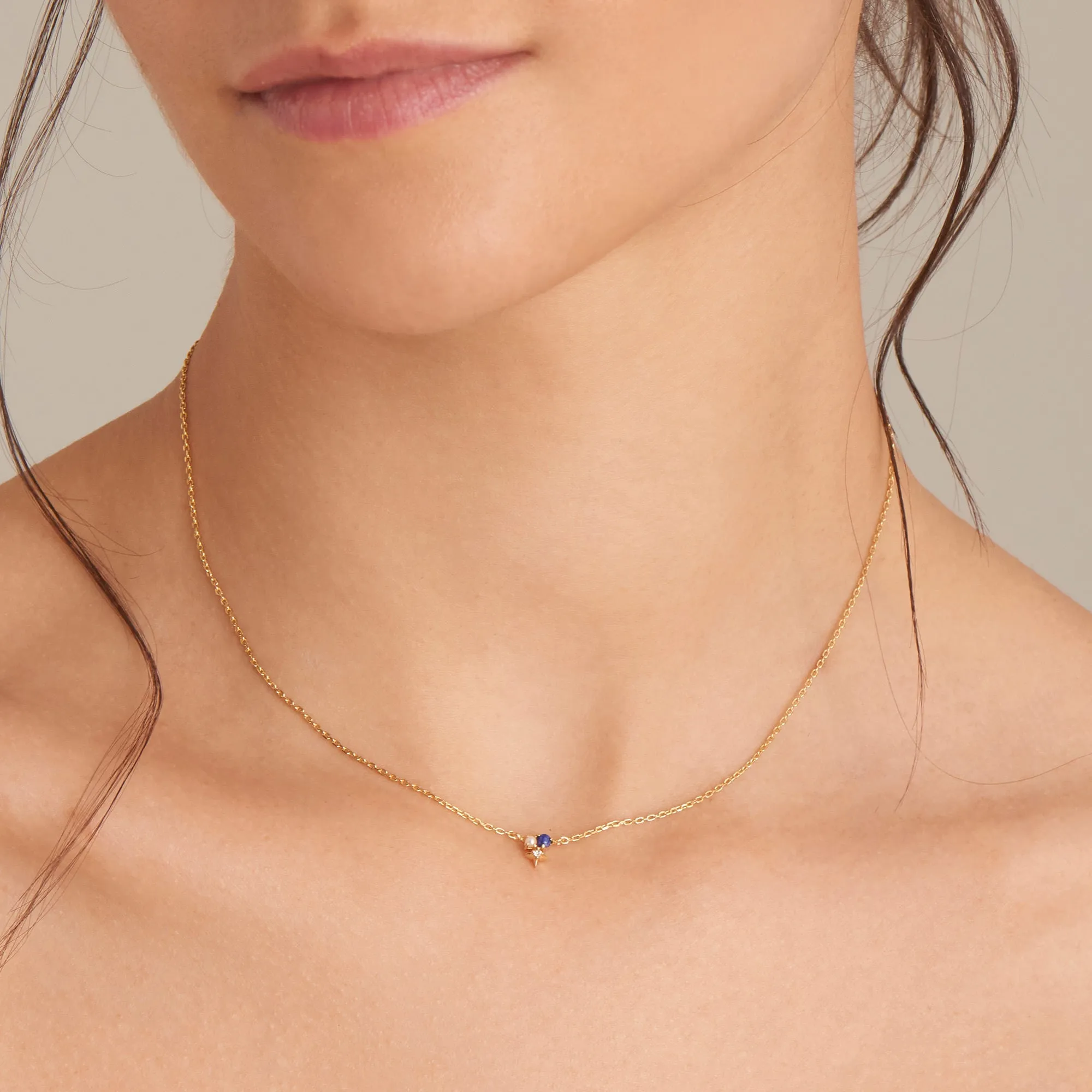 Gold Lapis Star Necklace