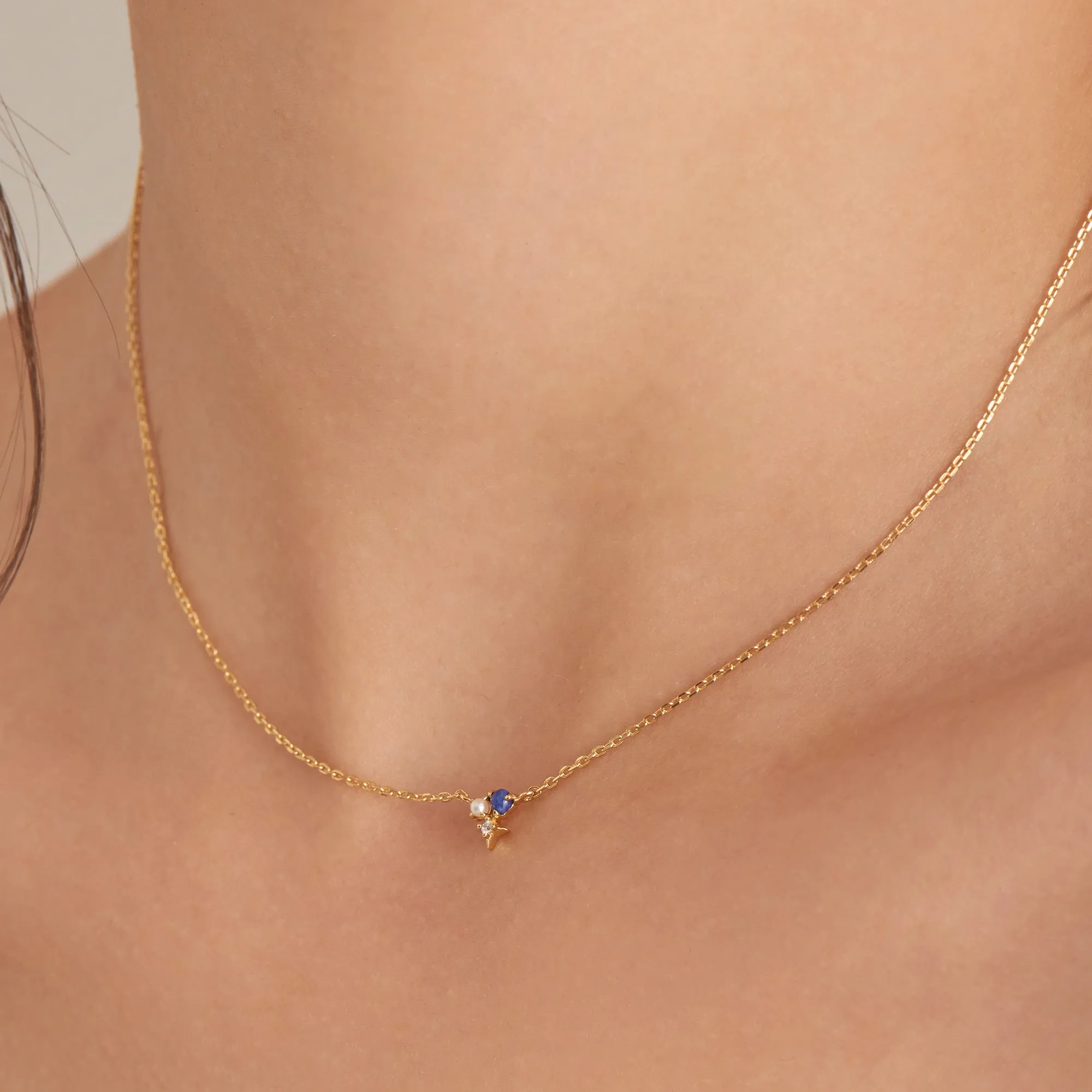 Gold Lapis Star Necklace