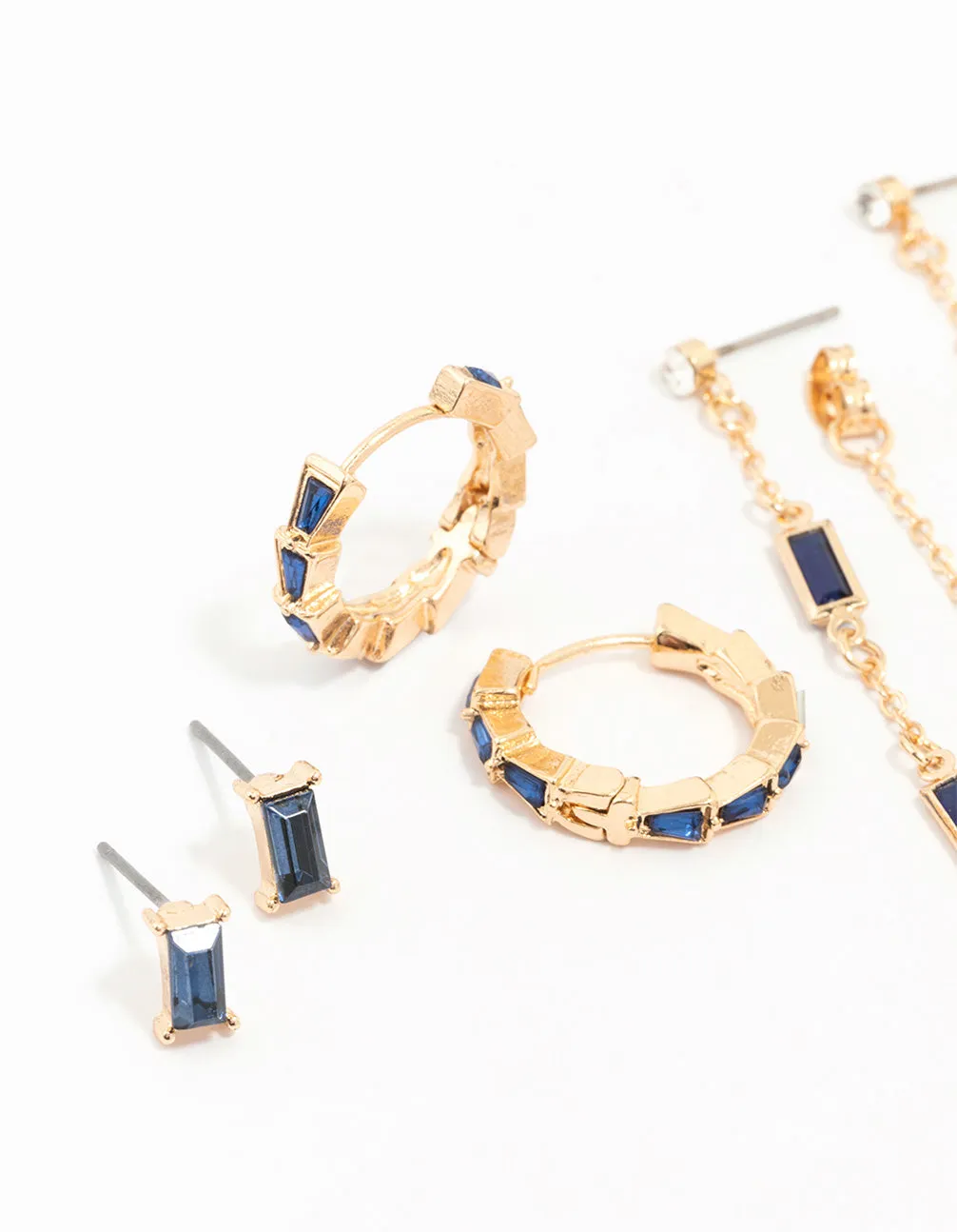 Gold Navy Mix Earring 3-Pack