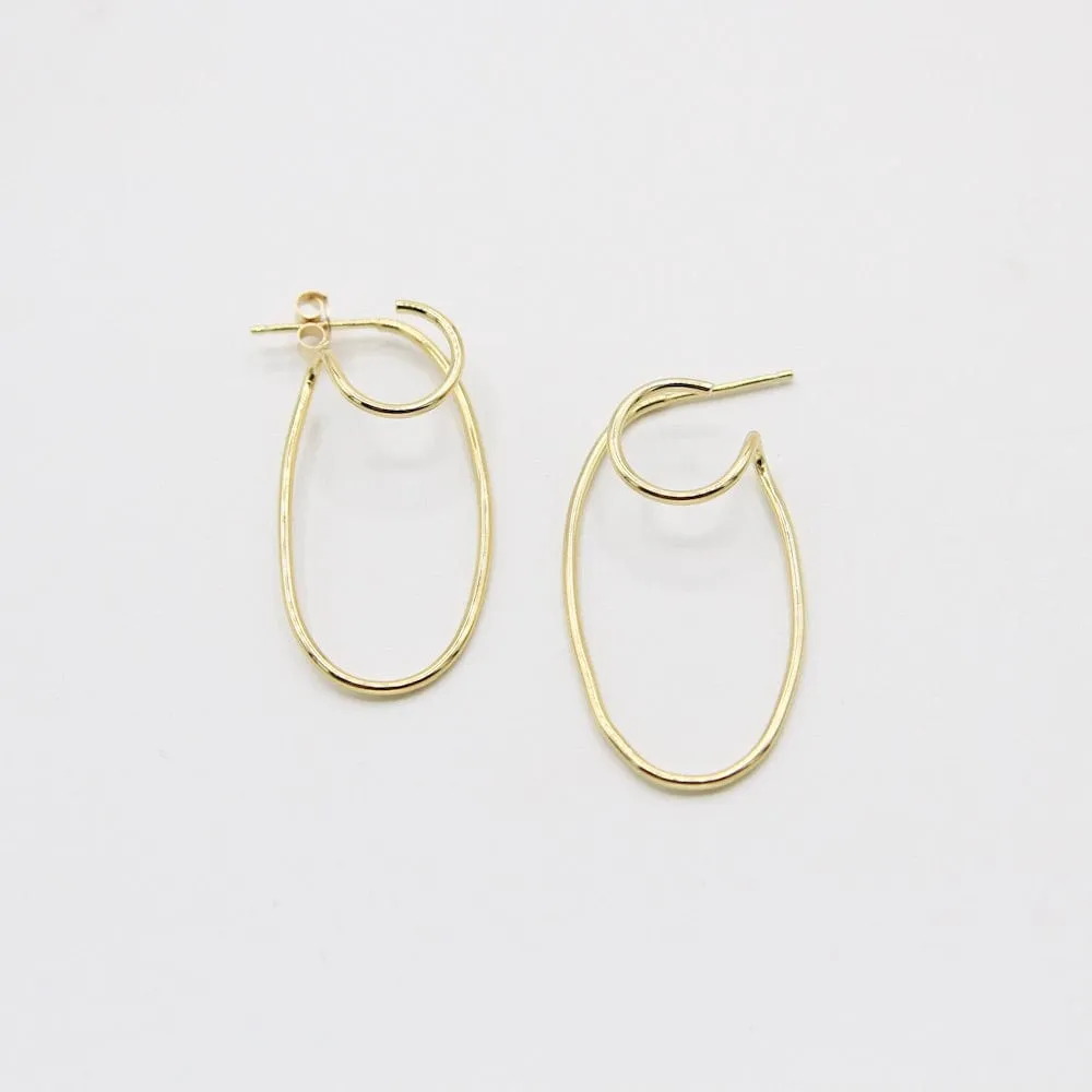 Gold Oval Double Hoop Earrings