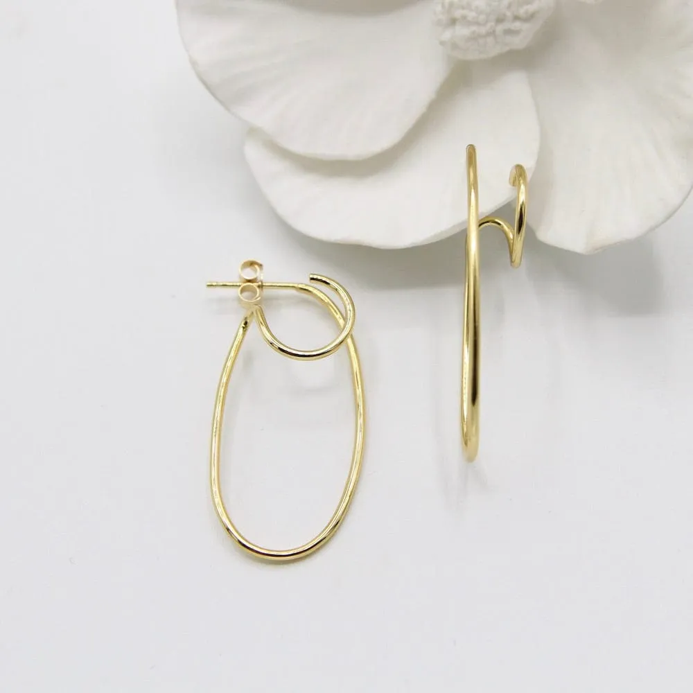 Gold Oval Double Hoop Earrings