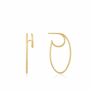 Gold Oval Double Hoop Earrings