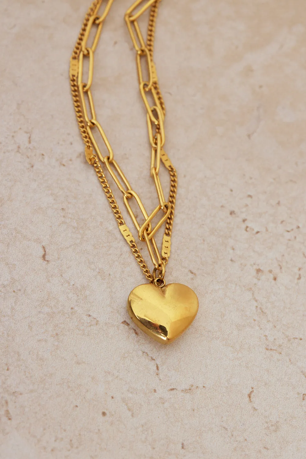 Golden Duo Heart Necklace Set