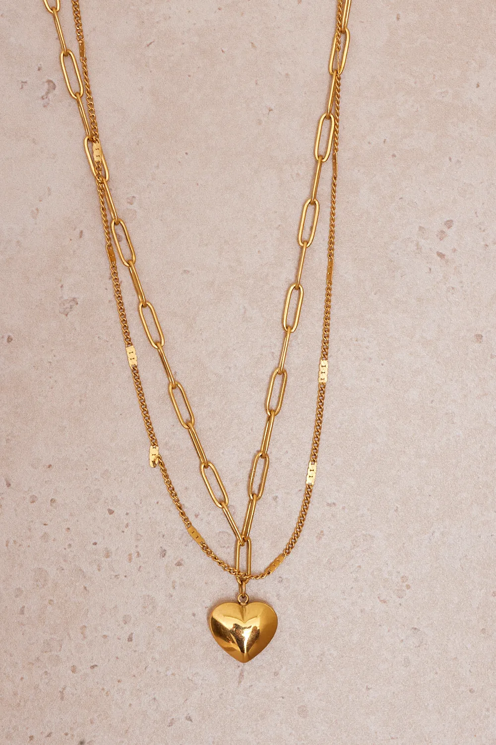 Golden Duo Heart Necklace Set