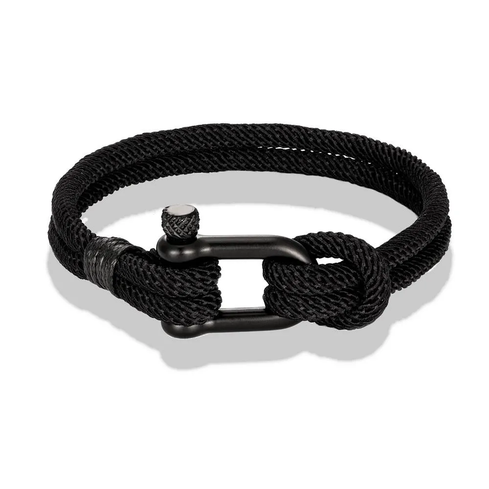 Gordi Dark U-Shape Shackle Solid Rope Bracelet