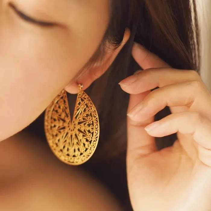 Greek Style Filigree Ferris Wheel Earrings