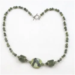 Green Kazuri Necklace Olive Green African Bead & Jade