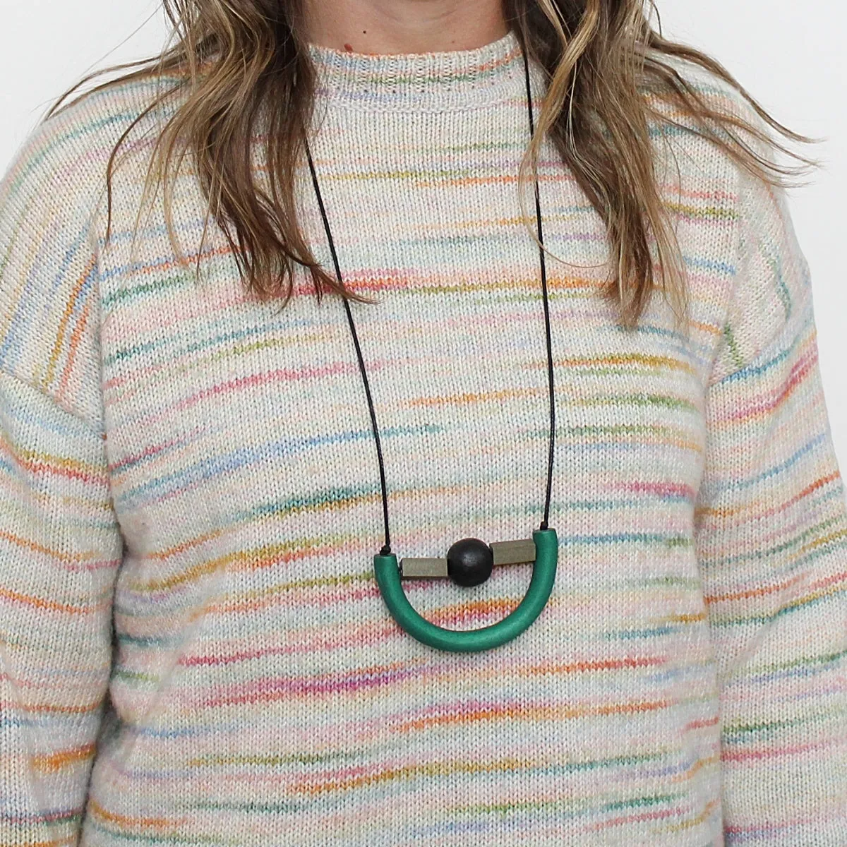 Green Modern Geometric Necklace