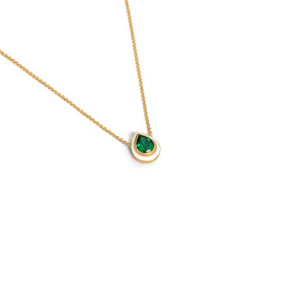 Green Tear Drop Enamel Necklace