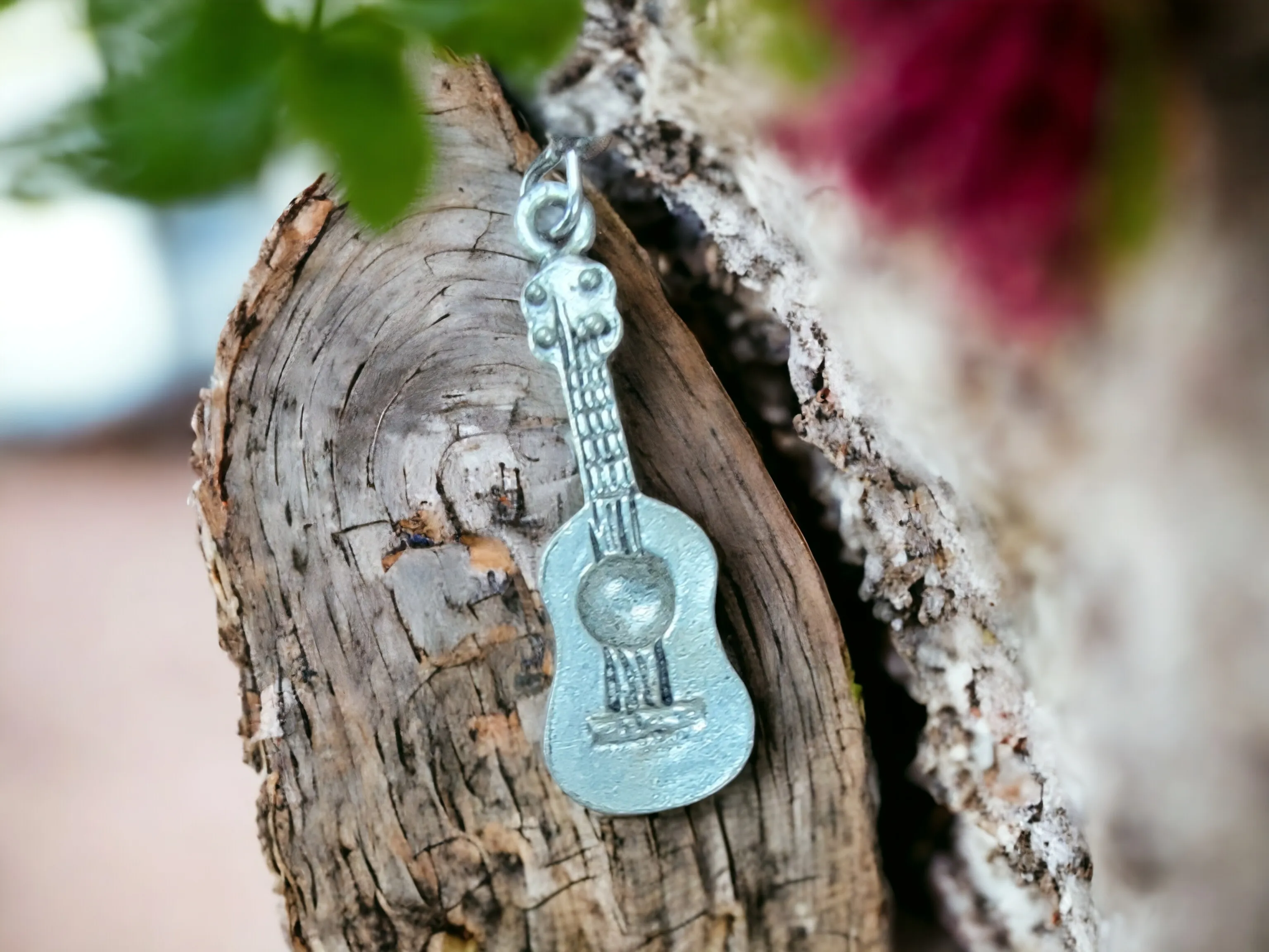 Guitar Charm Silver Pewter Music Charm