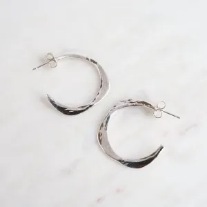 Hammered Effect Sterling Silver Hoops