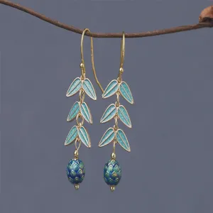 Handcrafted Cloisonné Leaf Earrings