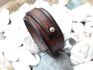 Handcrafted Men's Brown Genuine Leather Cuff Bracelet