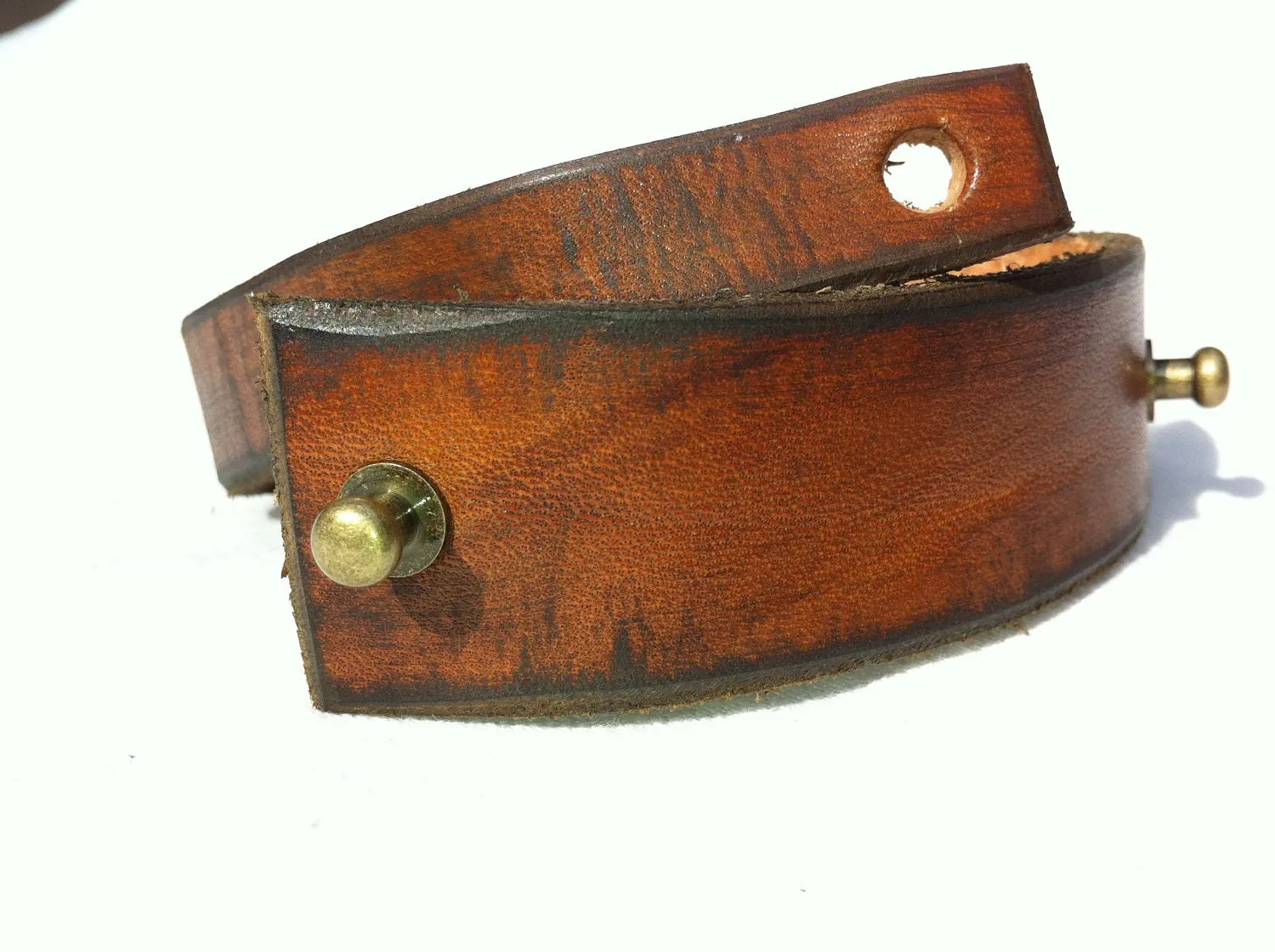 Handcrafted Men's Brown Genuine Leather Cuff Bracelet