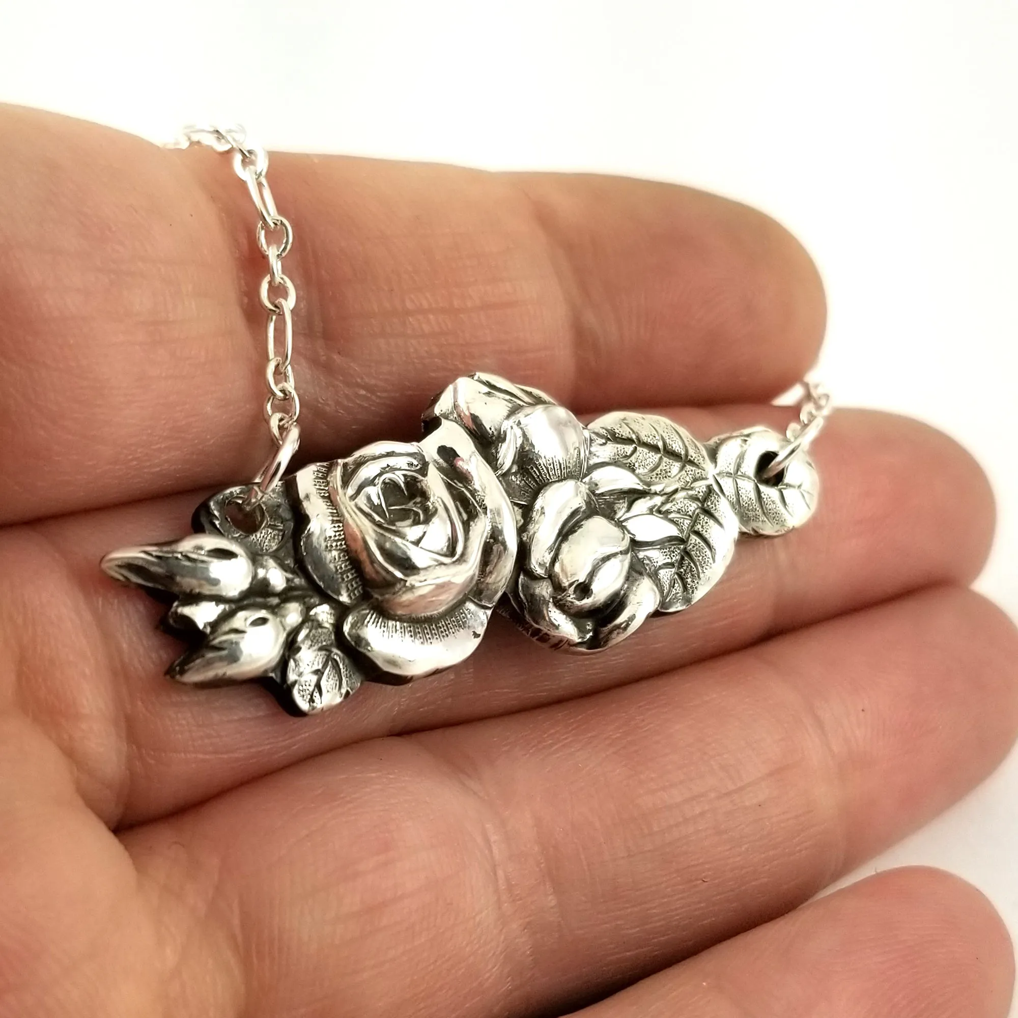 Harlequin Rose Spoon Bar Necklace