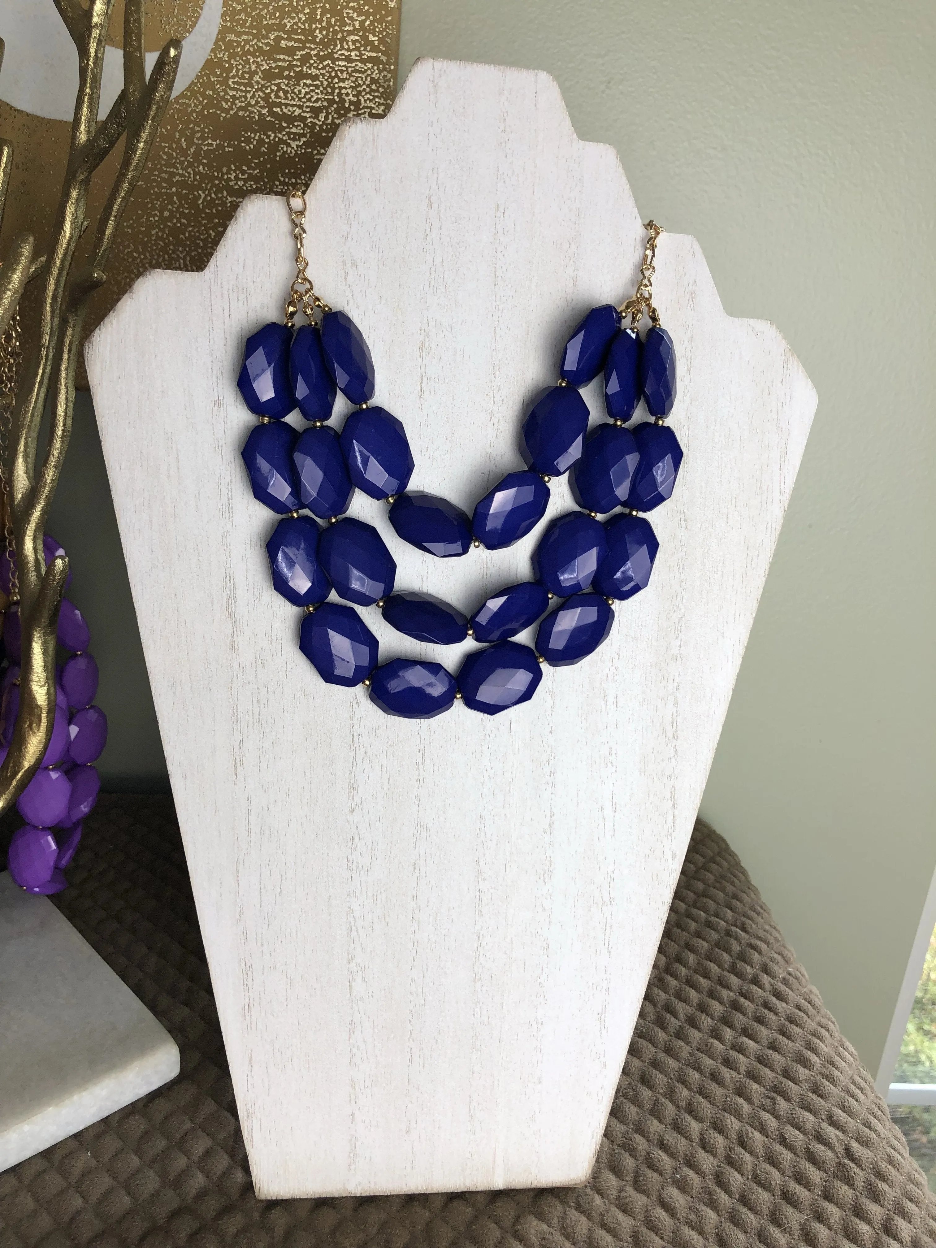 Helen Triple Strand Statement Necklace