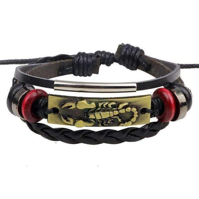 Hemp Rope &amp Leather Handmade Scorpio Bracelet