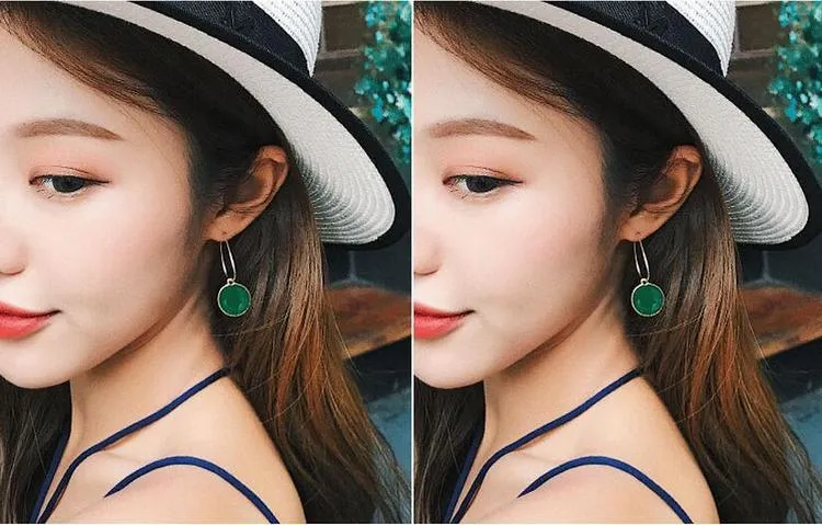 Hot Simple Green Circle Small Fresh Girl Earrings Female Character Good Quality Pendant