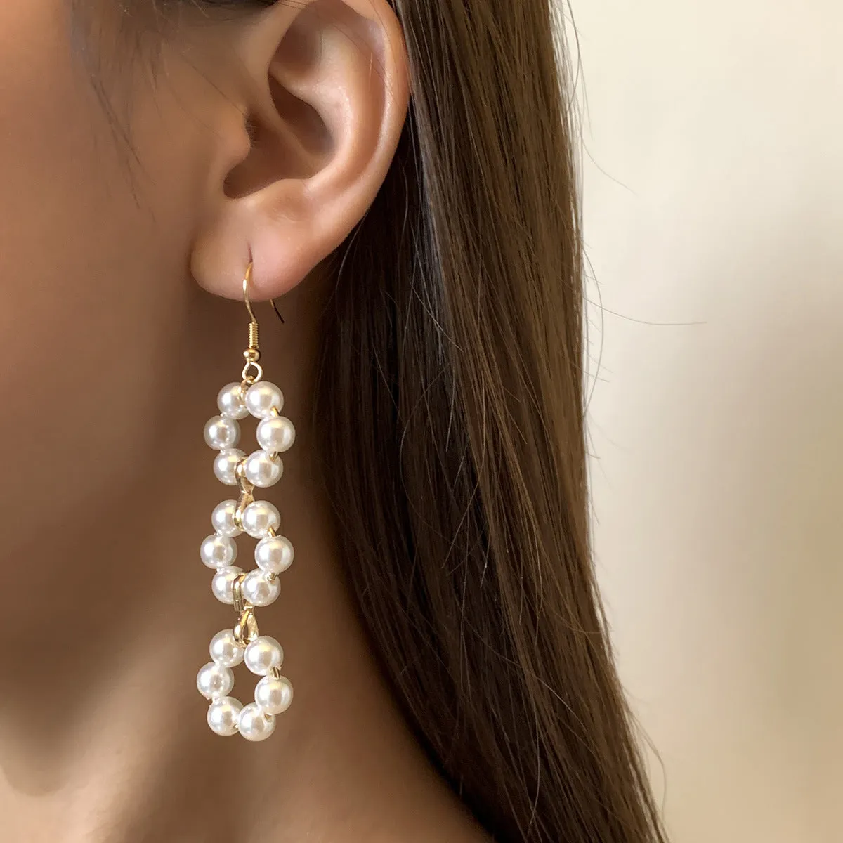 Jewelry Simple Style Pearl Flower Tassel Earrings