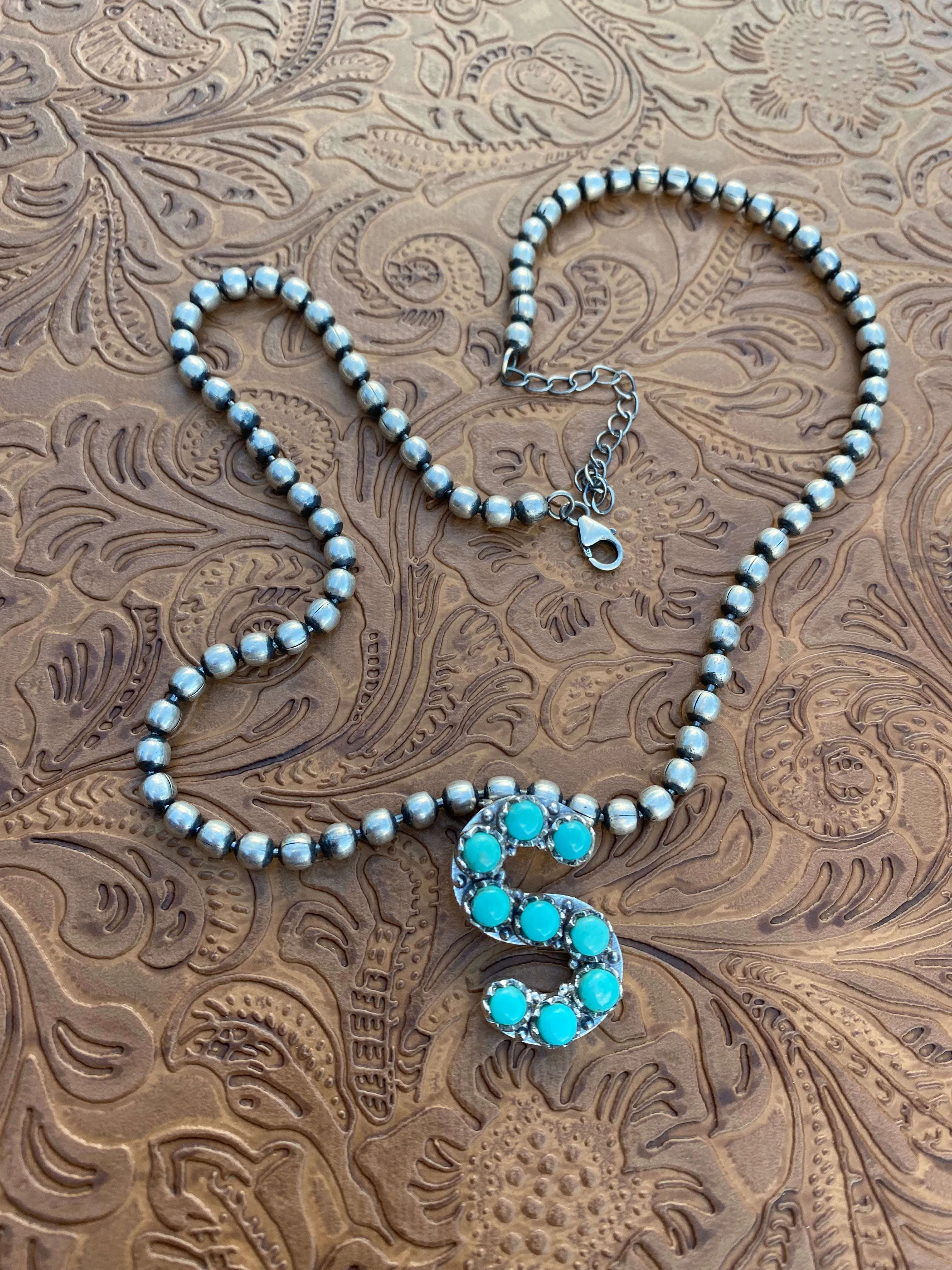 Kingman Turquoise Letter Necklace