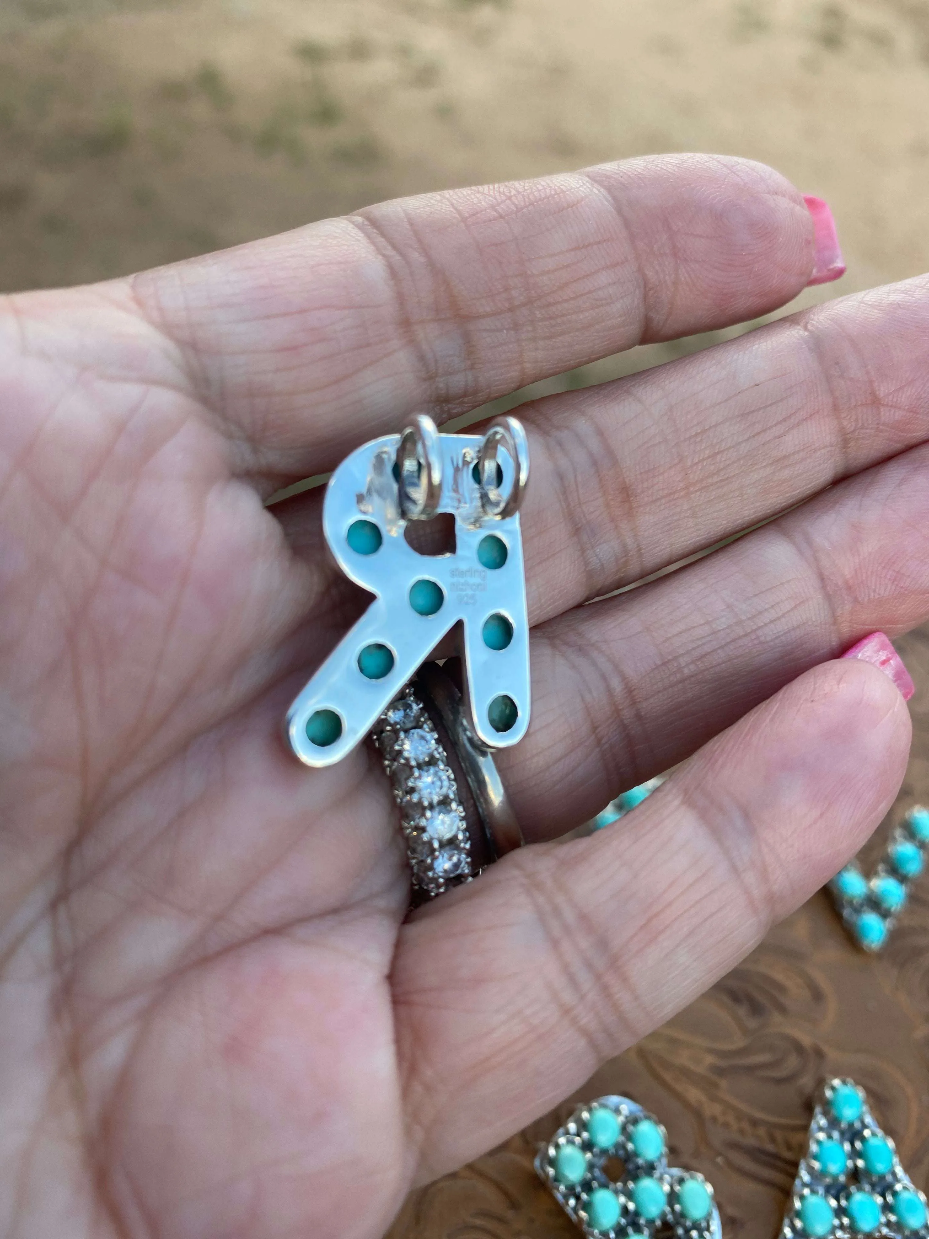 Kingman Turquoise Letter Necklace