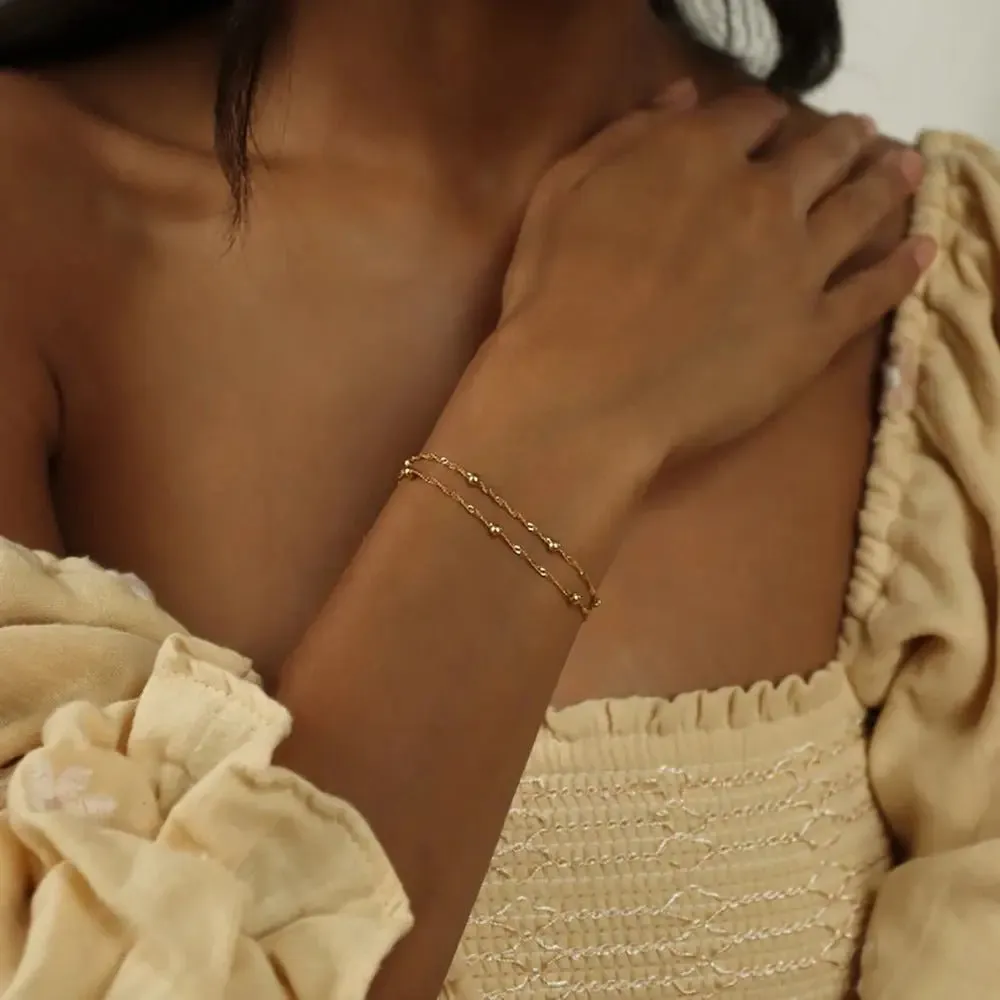 Kyerlyn Dainty Gold Bead Bracelets