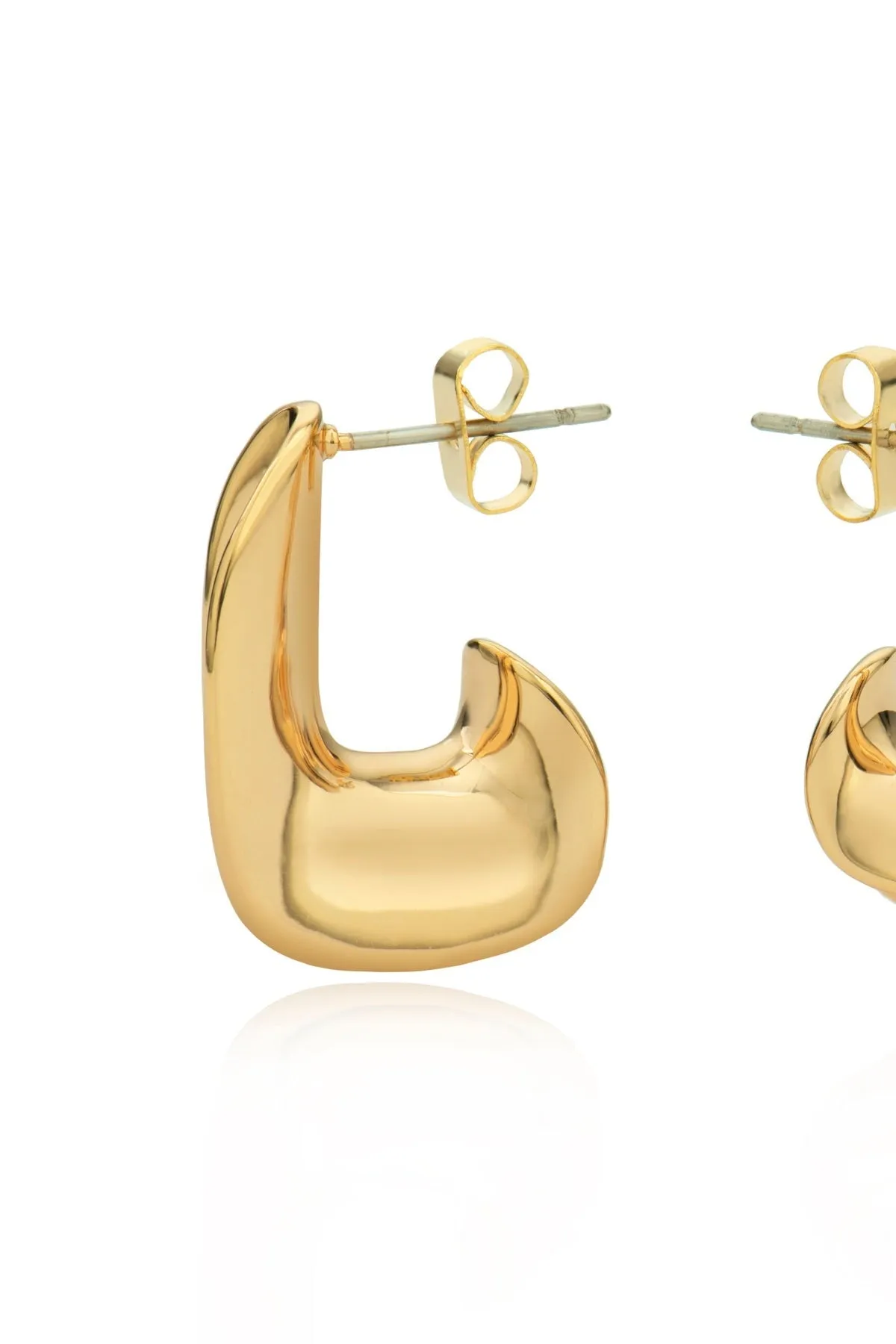 L Shaped Gold Hoop Earrings