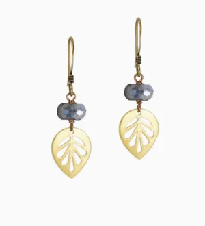 Labradorite Dainty Leaf Earring