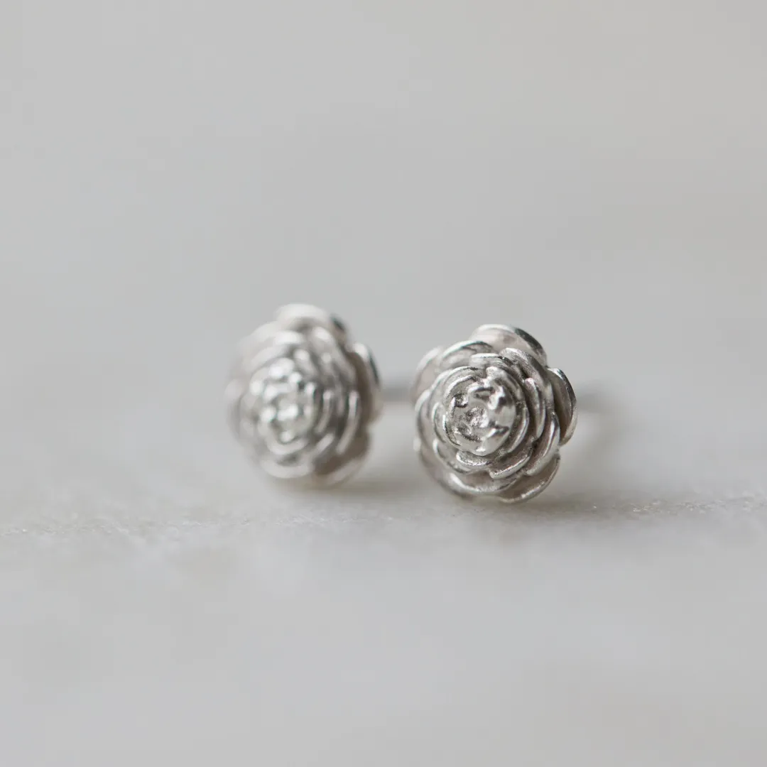 Large L'Haÿ Rose Garden Studs in Silver