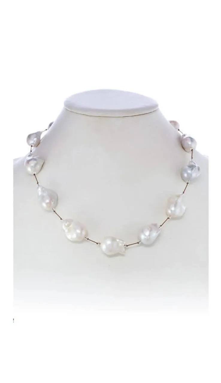 Large White Baroque Pearl Necklace