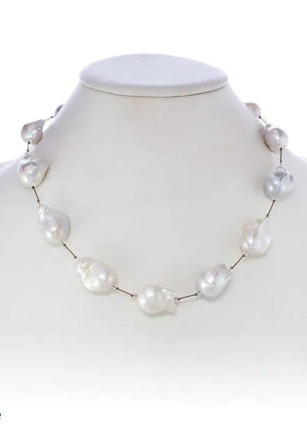 Large White Baroque Pearl Necklace