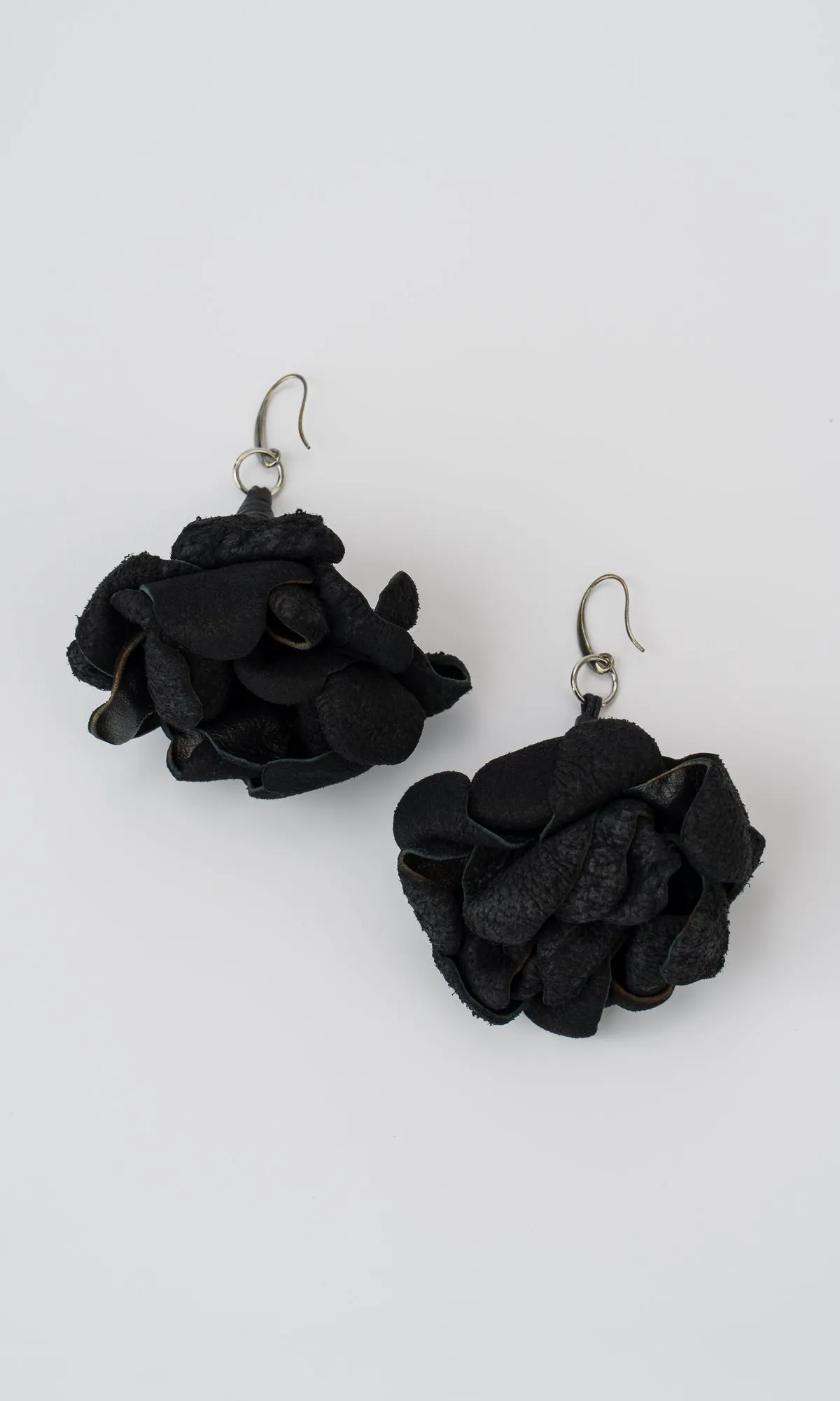 Leather Rose Pendant Earrings