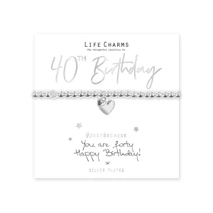 Life Charms "You Are 40" Heart Bracelet