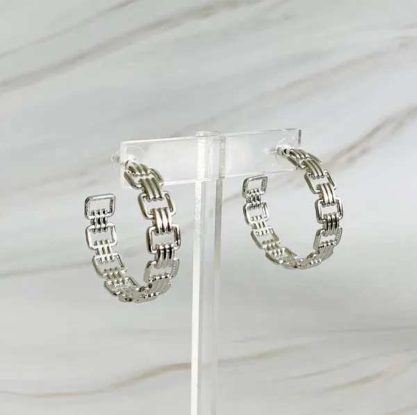 Linked Golden Hoop Earrings