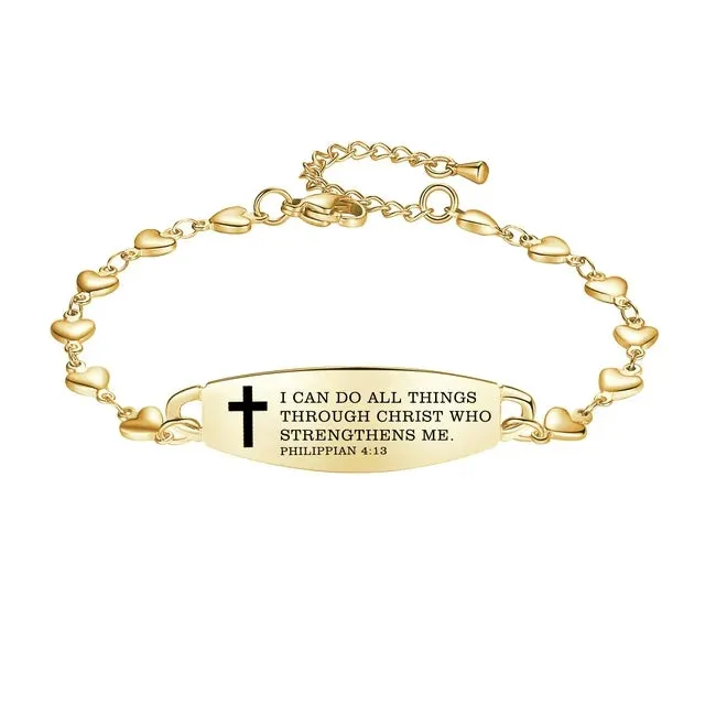 LinnaLove Stylish heart chain Bible Verse Bracelet with Mantra Quotes