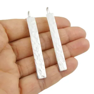 Long Rectangle Hammered Earrings for Women