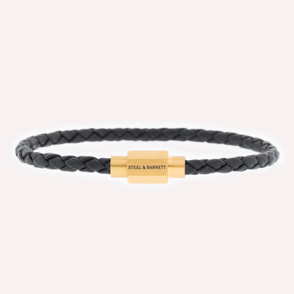 Luke Landon Nappa Leather Bracelet Black/18K Gold