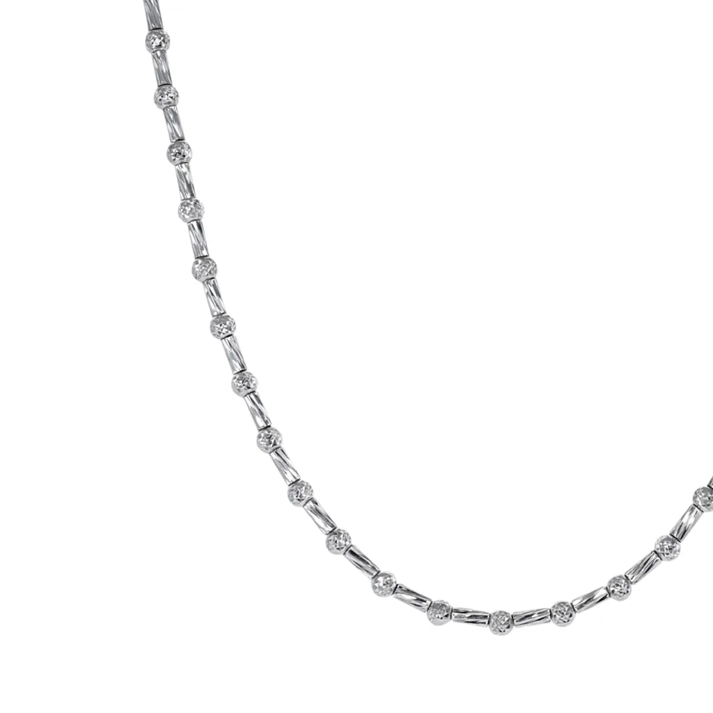 Lunar Bead Necklace in Rhodium Overlay