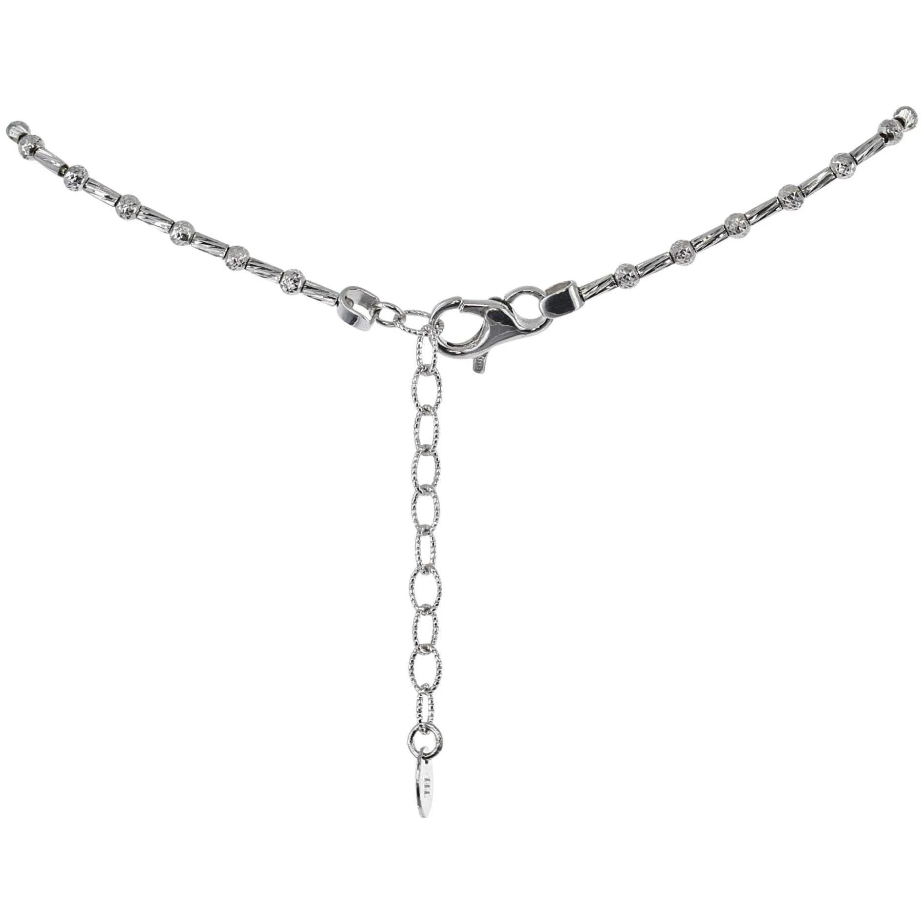 Lunar Bead Necklace in Rhodium Overlay