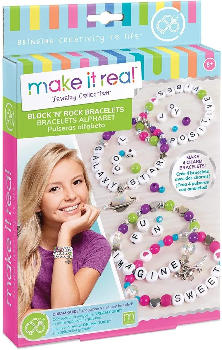 Make It Real Block & Rock Charm Bracelets Multicolor