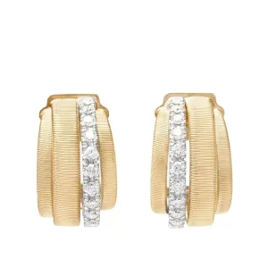 Marco Bicego Gold Coil and Diamond Huggie Earrings