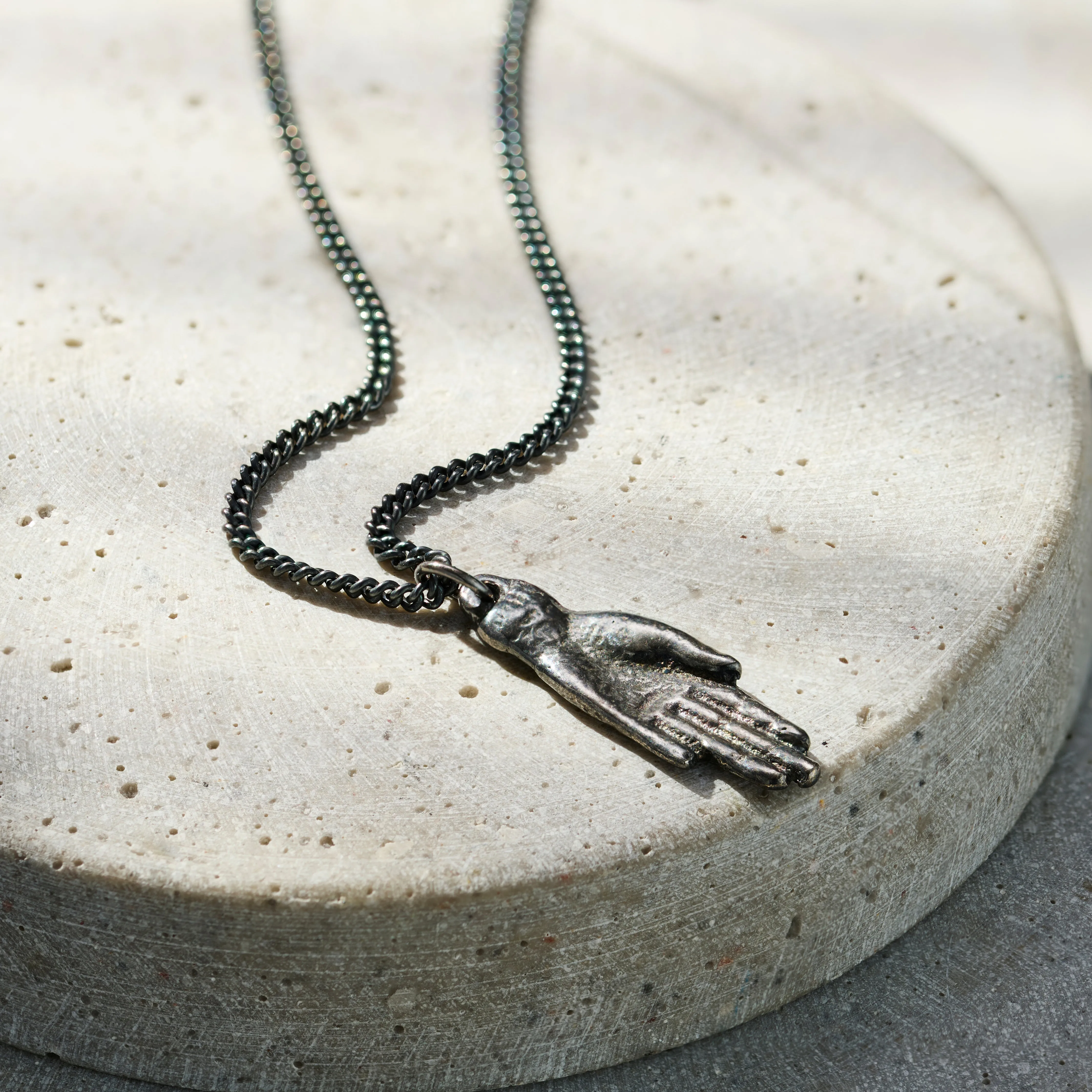 Men's Oxidised Hand Necklace