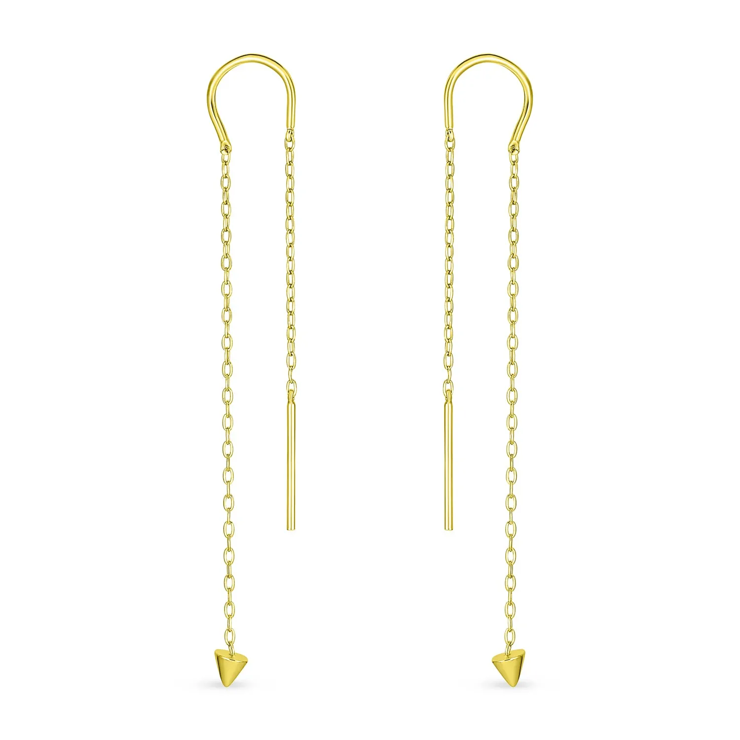 Minimalist Geometric Dangle Earrings with Arrow Spike Tip Gold Plated Sterling Silver