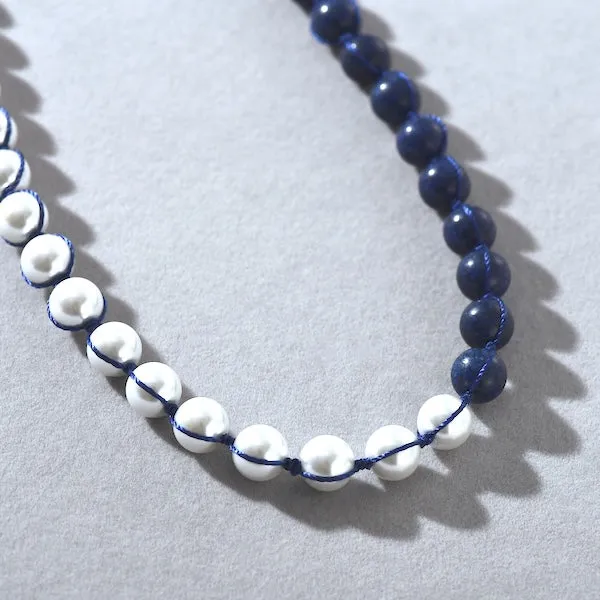 Minimalist yet Chunky Lapislazuli Pearl Beads Necklace